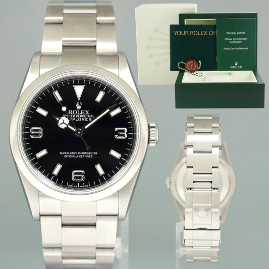 2008 MINT Engraved Rehaut Rolex 114270 Explorer Black Arabic Steel 36mm Oyster Watch Box