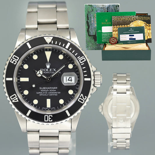 2011 RSC Papers MATTE PATINA Rolex Submariner Date 16800 Steel Black 40mm Watch