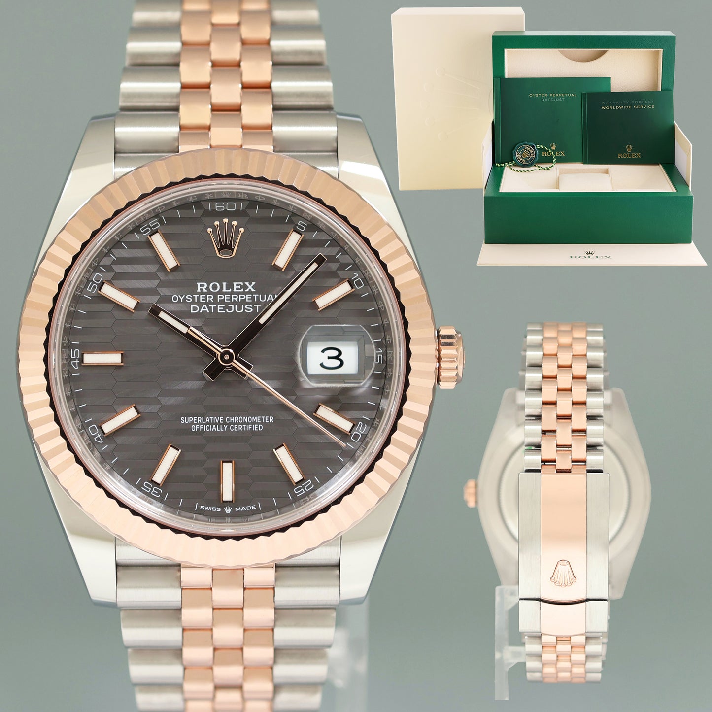 2024 NEW Rolex DateJust 41 126331 Rhodium Motif Rose Two-Tone Jubilee Watch Box