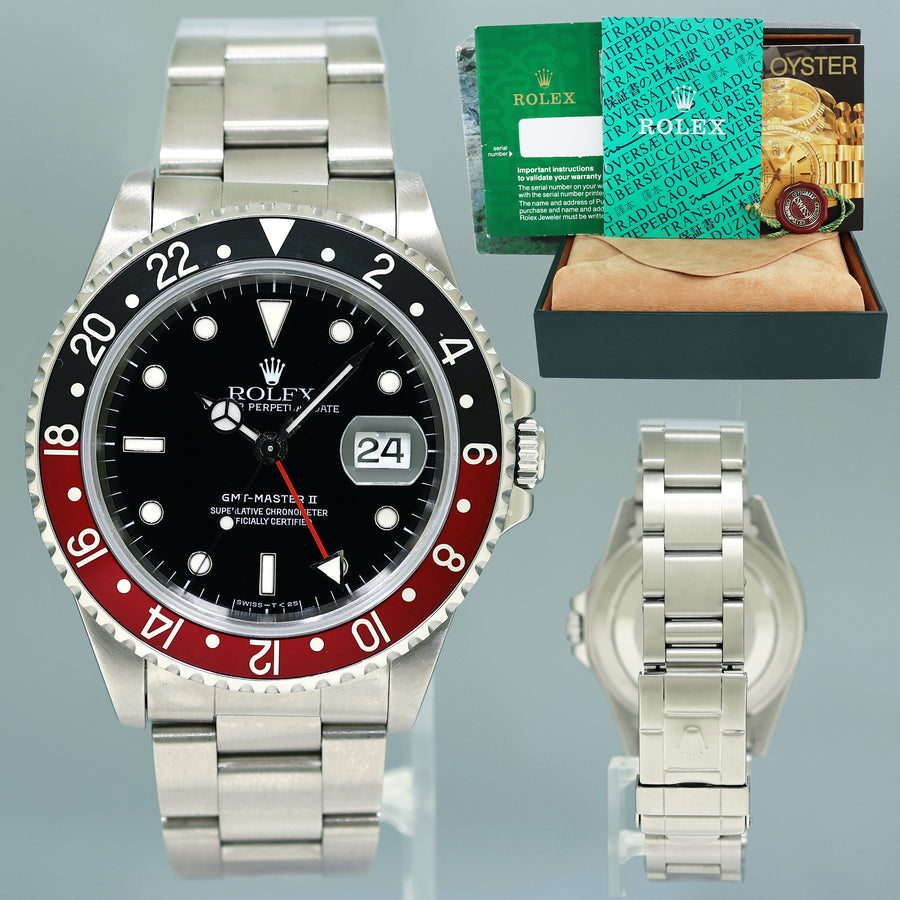 2025 Service 16710 MINT Rolex Coke GMT-Master II Tritium Dial Red Black Steel 40mm Watch Box