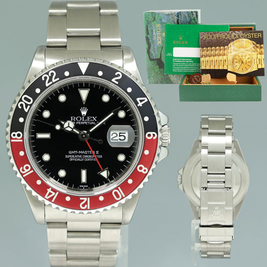 1999 Rolex GMT-Master II 2 Coke Red Steel 16710 40mm Watch Box