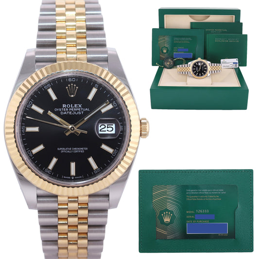 2023 NEW PAPERS Rolex DateJust 41 126333 Black Steel Gold Two-Tone Jubilee Watch