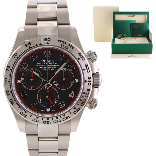 MINT 2016 Rolex Daytona Black Racing Dial 116509 Cosmograph White Gold Watch