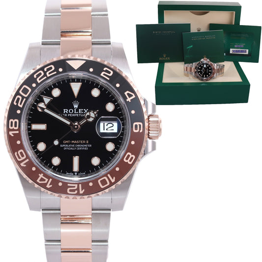 2024 NEW PAPERS Rolex GMT Master Two Tone Steel Root Beer Rose Gold 126711 Watch