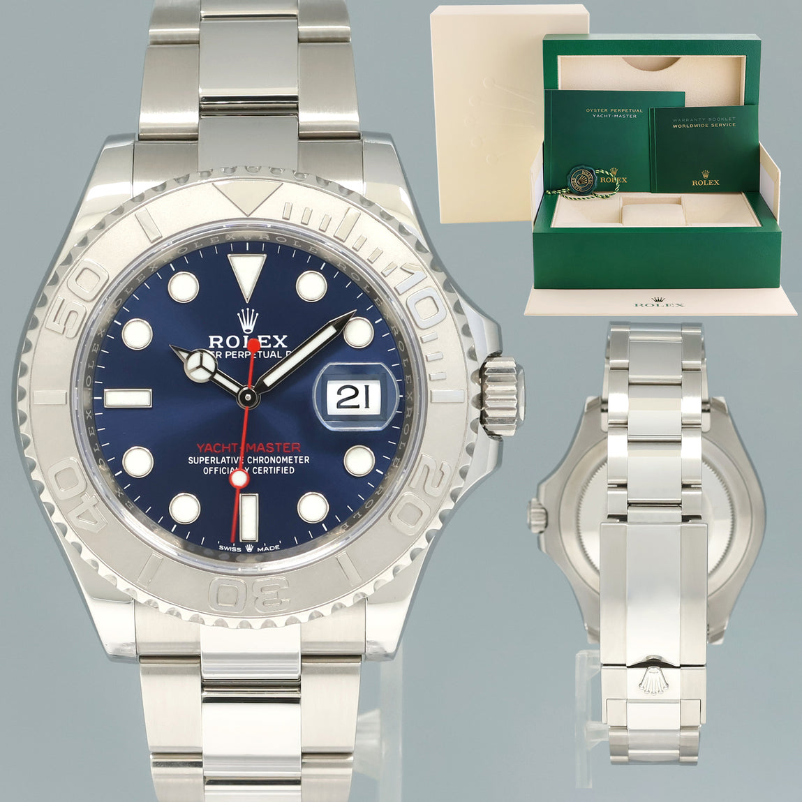 MINT 2022 Rolex Yacht-Master 126622 Steel 40mm Platinum Blue Dial