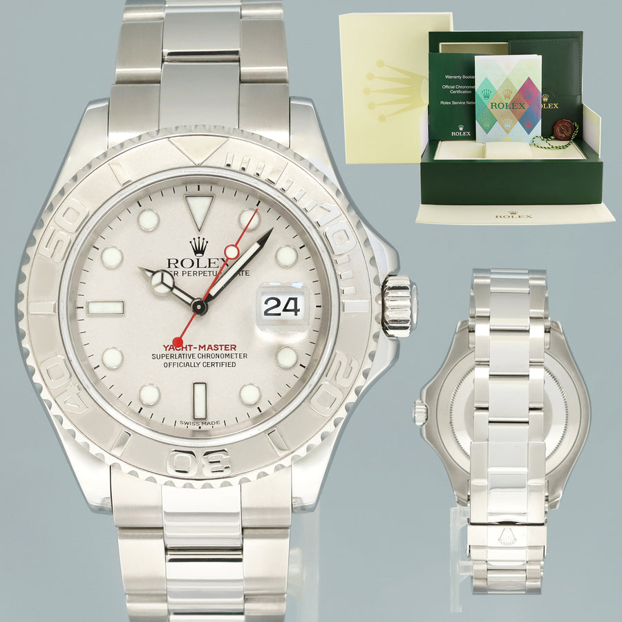 2003 MINT PAPERS Rolex Yacht-Master 16622 Steel Platinum Bezel Oyster 40mm Watch