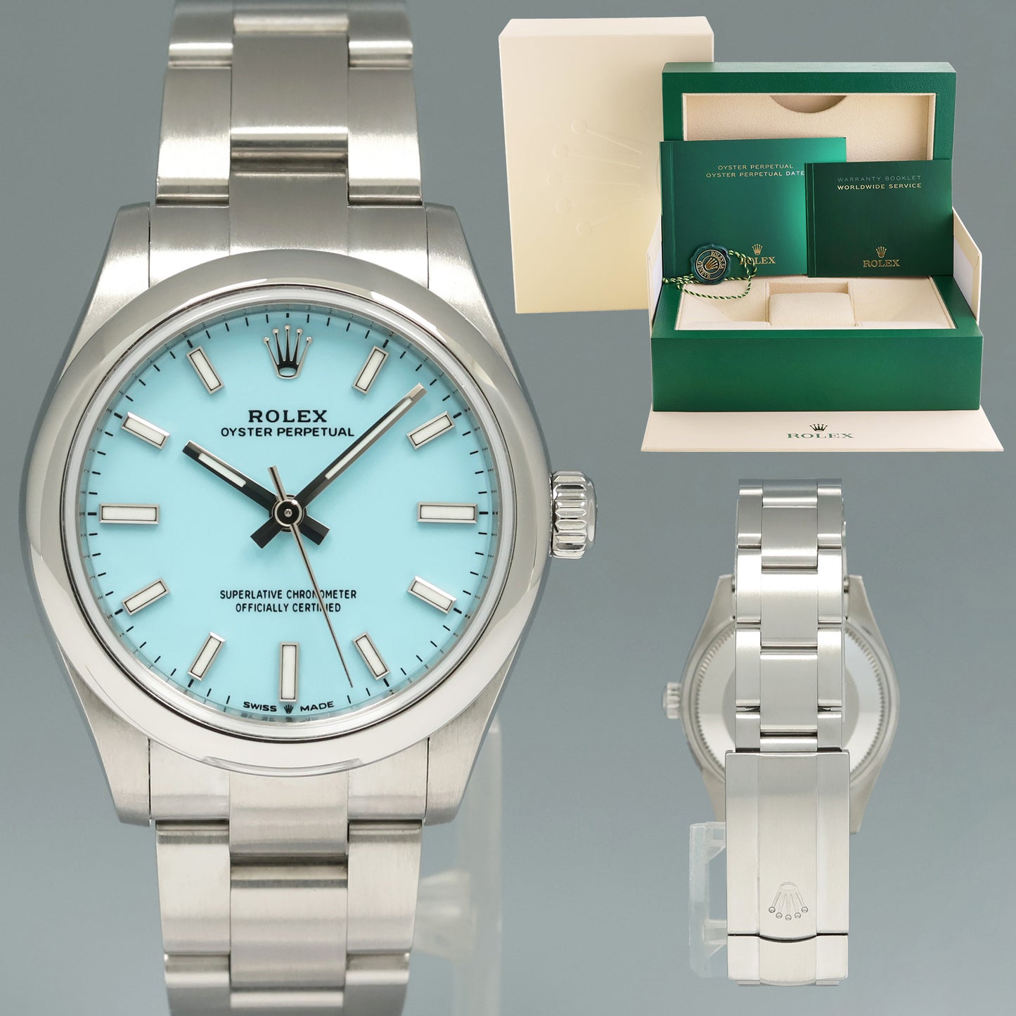 2024 MINT Rolex Oyster 277200 Perpetual 31mm Tiffany BLUE Watch Box