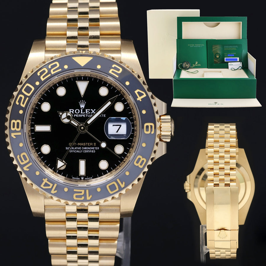 2026 NEW PAPERS Rolex GMT Master II Yellow Gold 126718 GRNR Jubilee Watch Box