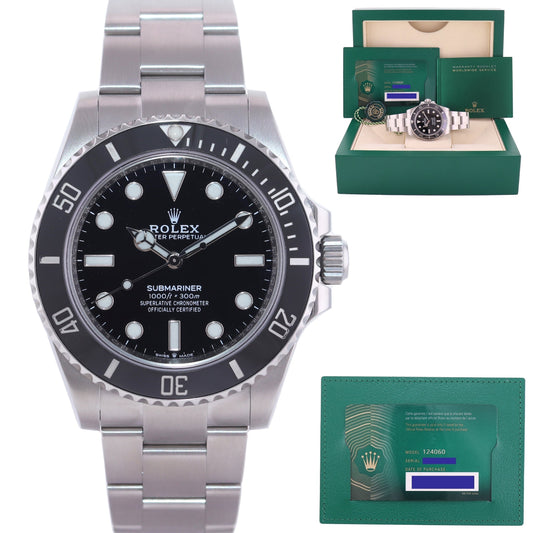 2022 NEW PAPERS Rolex Submariner 41mm Black Ceramic 124060LN No Date Watch