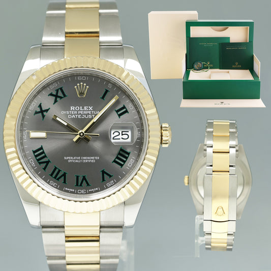 2020 MINT Rolex 126333 DateJust 41 Two Tone Gold Wimbledon Oyster Watch Box