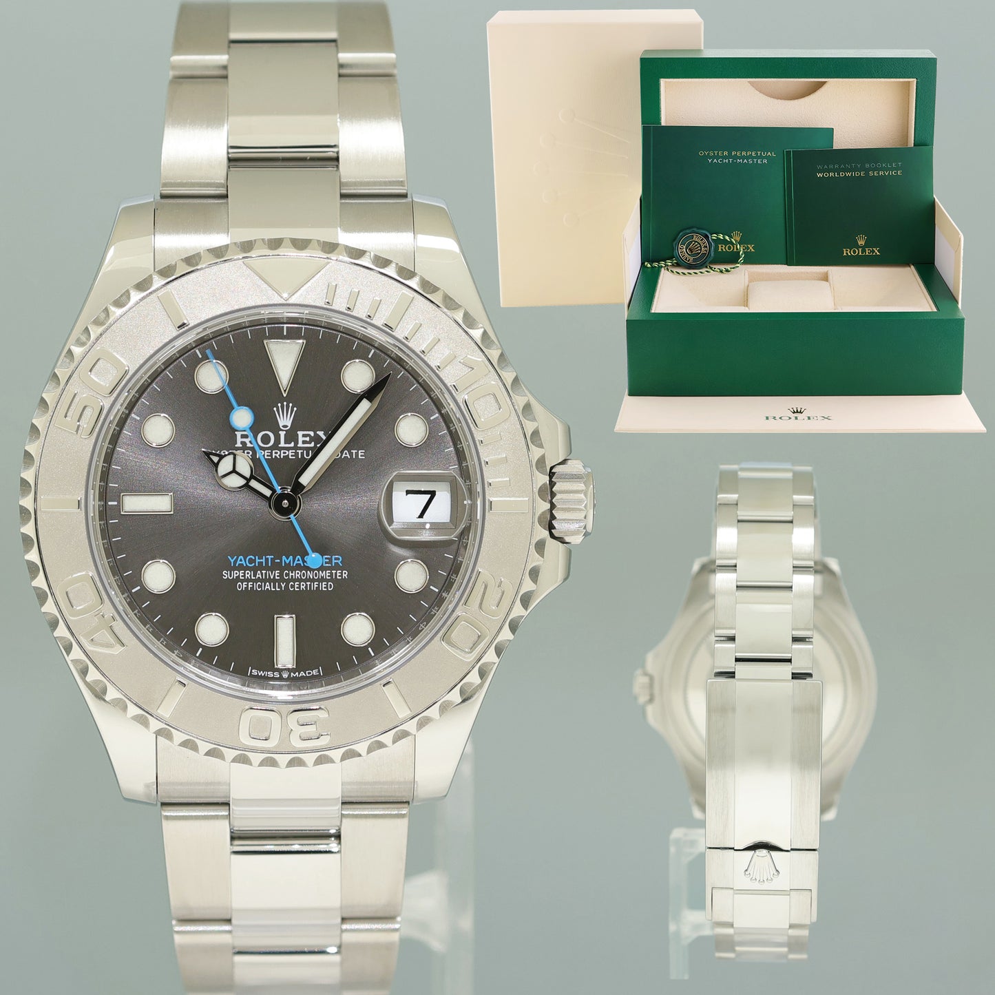 2019 MINT Rolex Yacht-Master 268622 Steel Rhodium 37mm Blue hand Watch Box