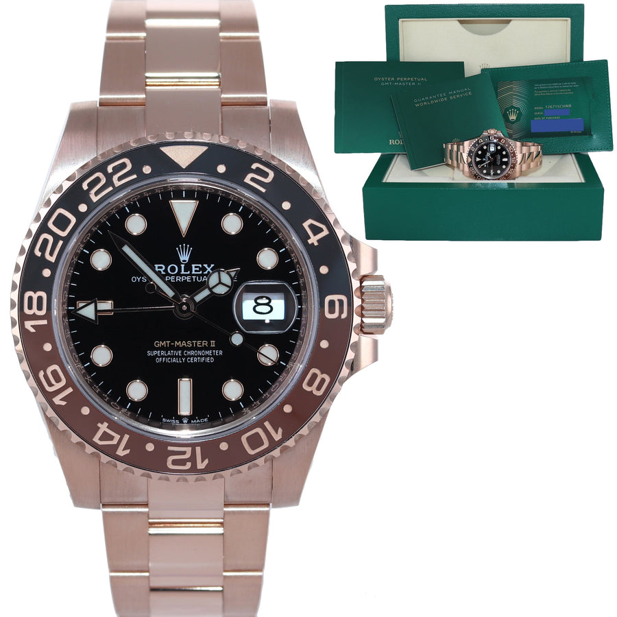 2025 NEW PAPERS Rolex GMT Master Rose Gold Ceramic Root Beer 126715 Watch Box