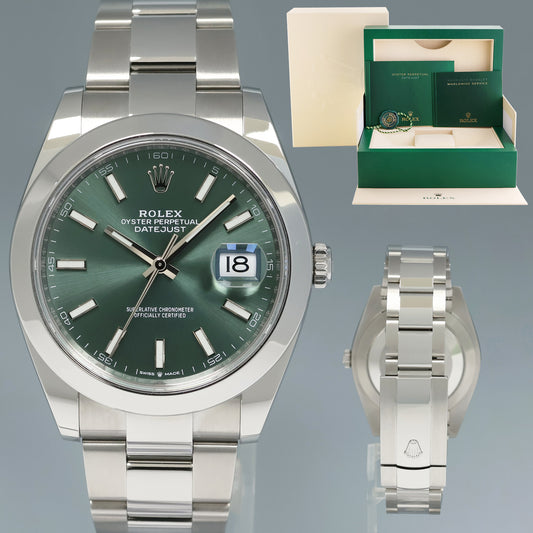 2023 MINT Rolex DateJust 41 Steel 126300 Mint Green Oyster 41mm Watch Box
