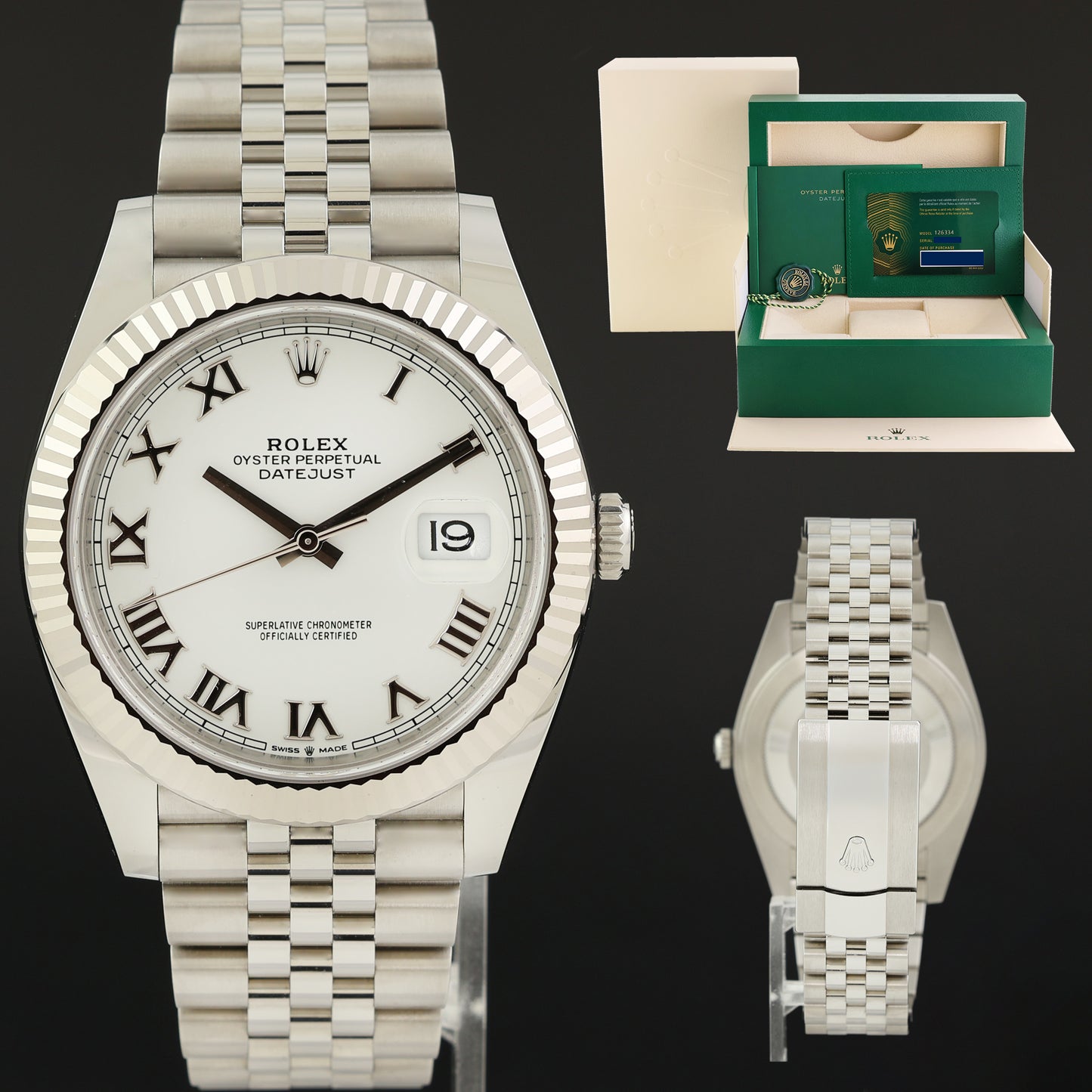 2025 NEW PAPERS Rolex DateJust 41mm White Roman Jubilee White Gold 126334 Watch