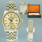 Rolex DateJust 1601 Steel Two Tone Yellow Gold 36mm Jubilee Champagne Pie Pan Watch