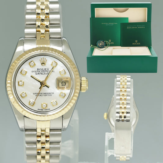 MINT Pearl Diamond Ladies Rolex 26mm DateJust 69173 Two Tone Gold Jubilee Watch