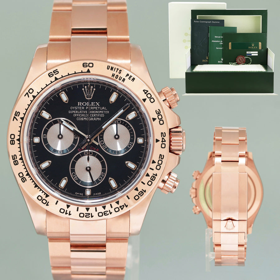 PAPERS 2019 RSC MINT Rolex Daytona Cosmograph Rose Gold Black 116505 Watch Box