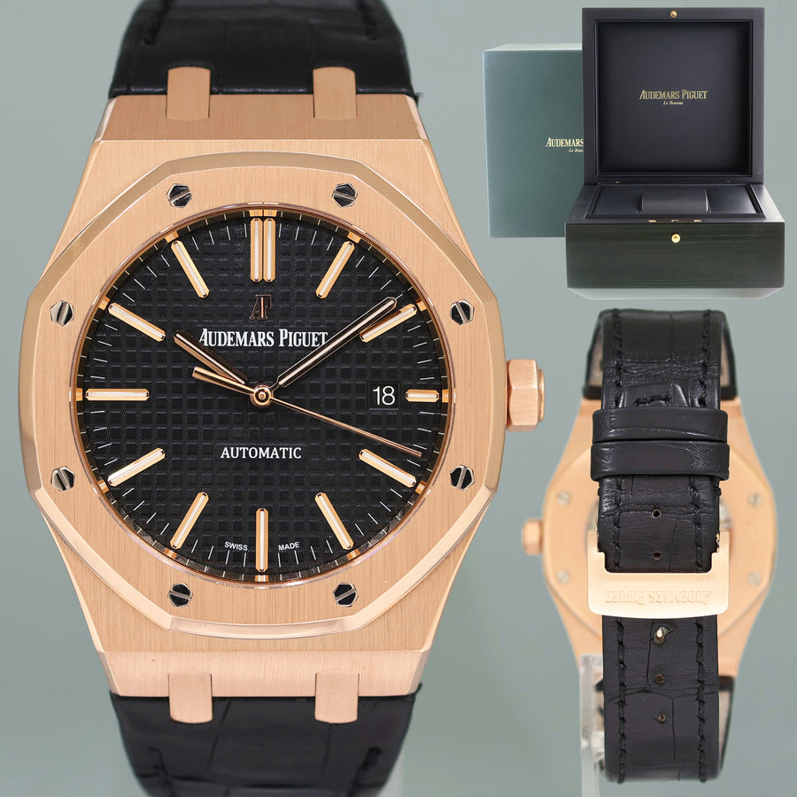 MINT Audemars Piguet Royal Oak 41mm Rose Gold 15400OR Black Dial Watch Box