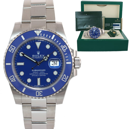 MINT PAPERS Rolex Submariner Blue Smurf 116619 White Gold 40mm Watch Box
