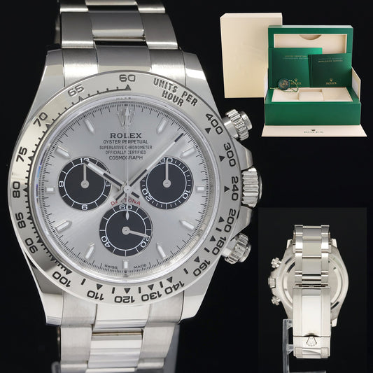 PAPERS 2023 Rolex Daytona Ghost Panda Silver Chronograph 126509 White Gold Watch Box