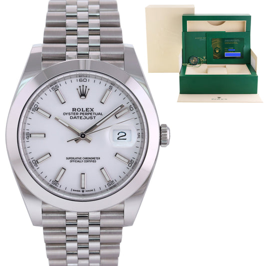 2022 NEW PAPERS Rolex DateJust 41 Steel 126300 White Jubilee 41mm Watch Box