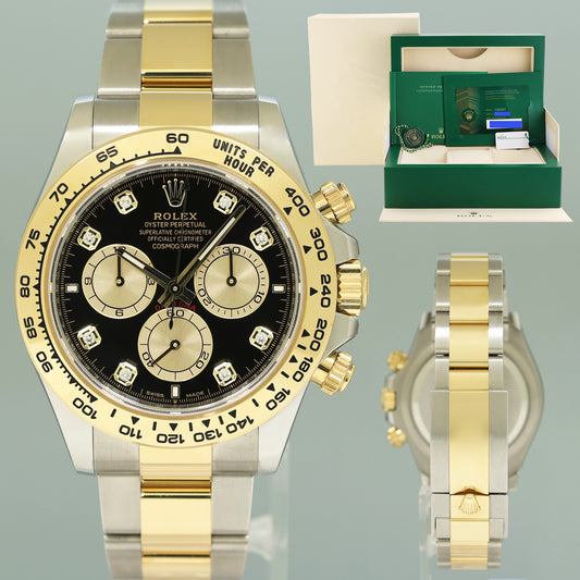 2024 NEW PAPERS Rolex Daytona 126503 Black Diamond Chrono Two Tone Gold Watch