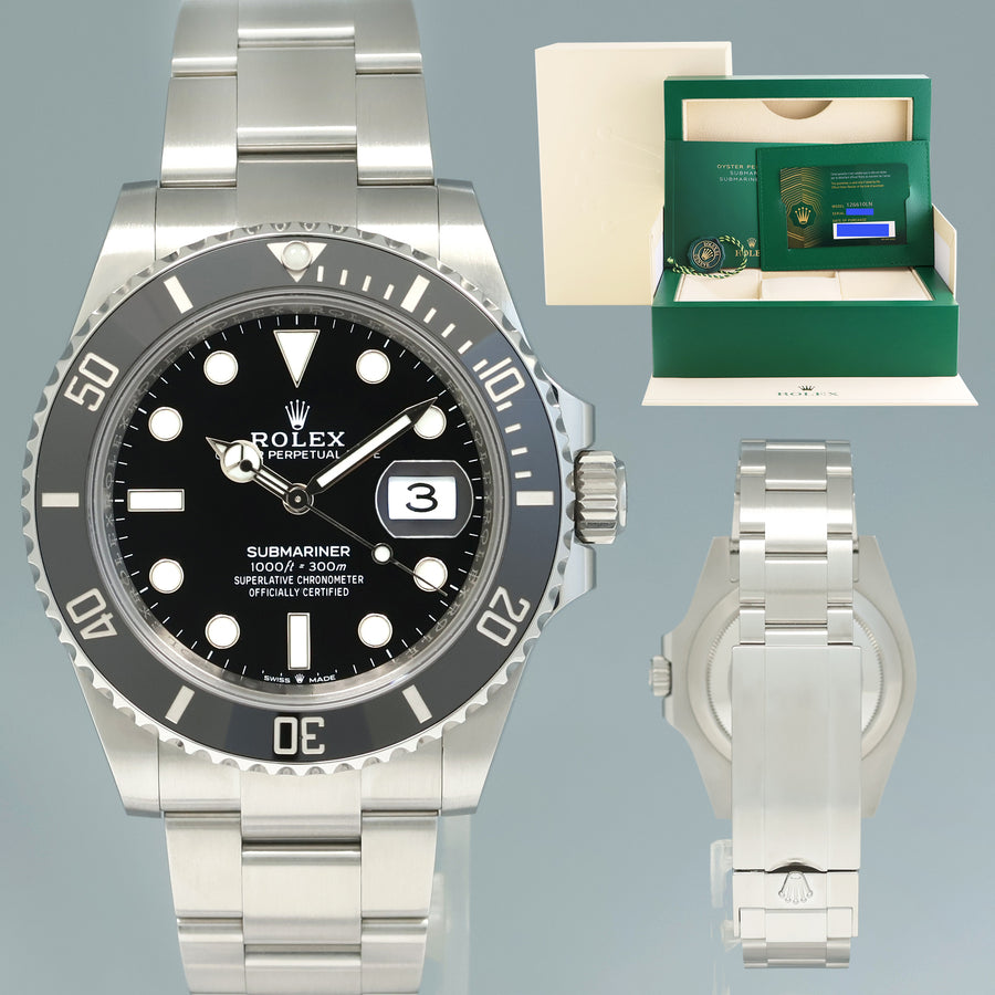 2022 NEW PAPERS Rolex Submariner 41mm Black Dial Ceramic 126610 Watch Box