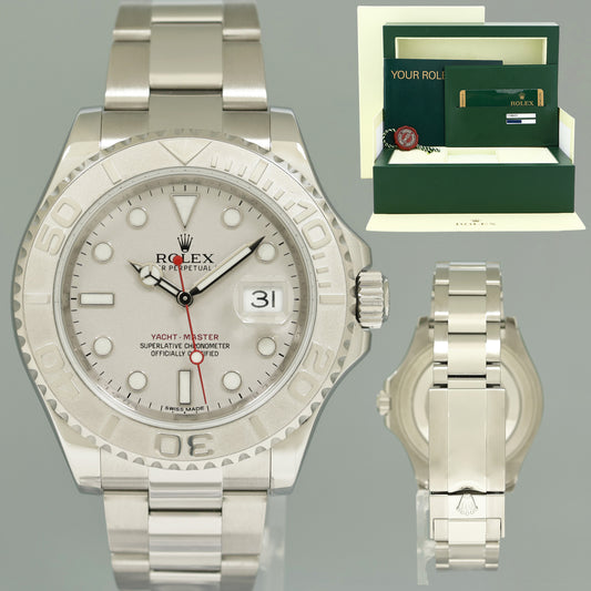 MINT 2014 PAPERS Rolex Yacht-Master 116622 Platinum Dial Steel 40mm Watch Box
