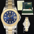 2011 MINT Ladies Rolex Yacht-Master 168623 35mm Gold Two Tone Blue Watch Box