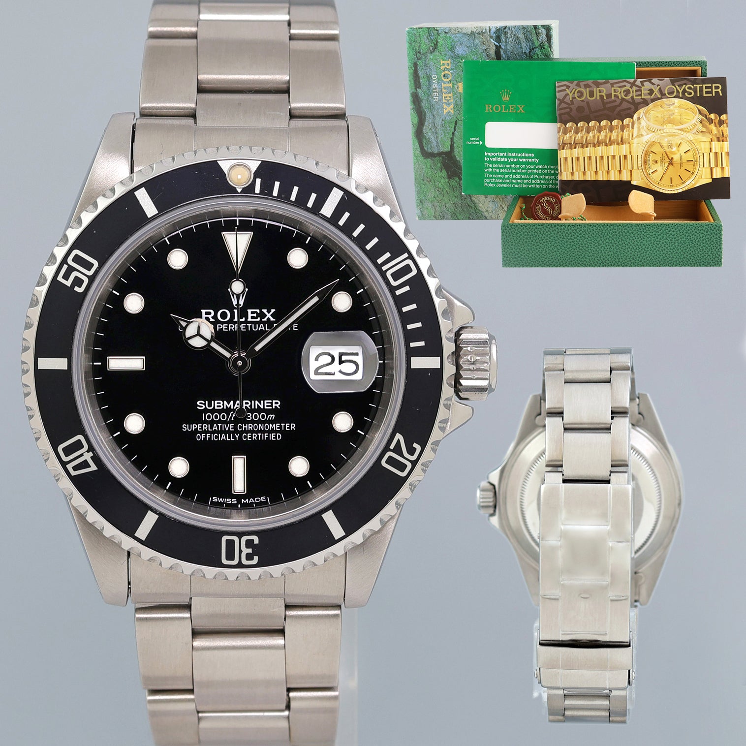 MINT Rolex Submariner Date 16610 Steel Black 40mm Oyster Watch Box