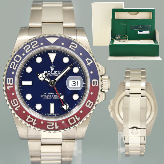 2023 RSC PAPERS MINT Rolex GMT-Master II Pepsi White Gold Blue Dial 116719BLRO Watch Box