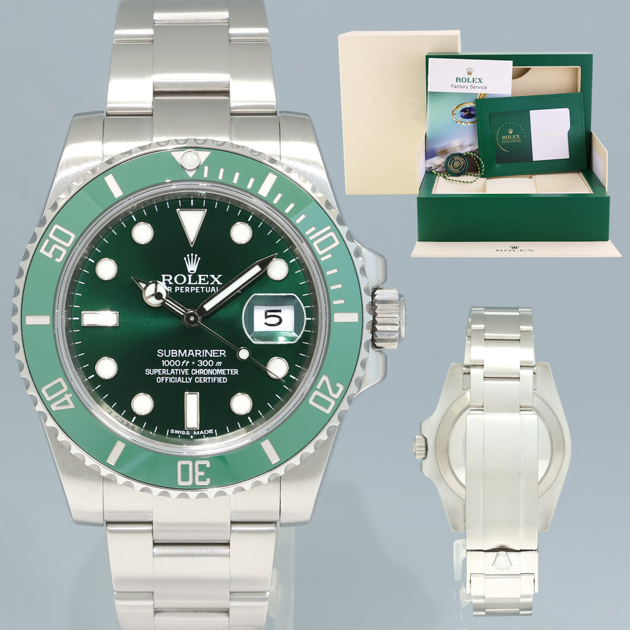 2024 RSC Papers Rolex 116610LV Submariner Hulk 40mm Green Ceramic Steel Watch Box