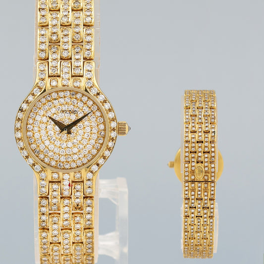 Ladies Concord 18k Yellow Gold 21mm 6.25ct Pave Diamond 59-62-264 Watch