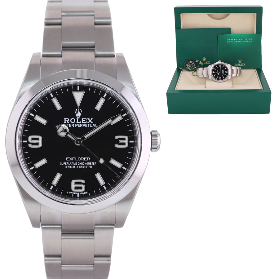 2019 MINT Rolex 214270 Explorer Black BLUE LUME 3-6-9 Steel 39mm Watch Box