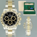 2024 NEW PAPERS Rolex Daytona 126503 Black Chronograph Two Tone Gold Steel Watch