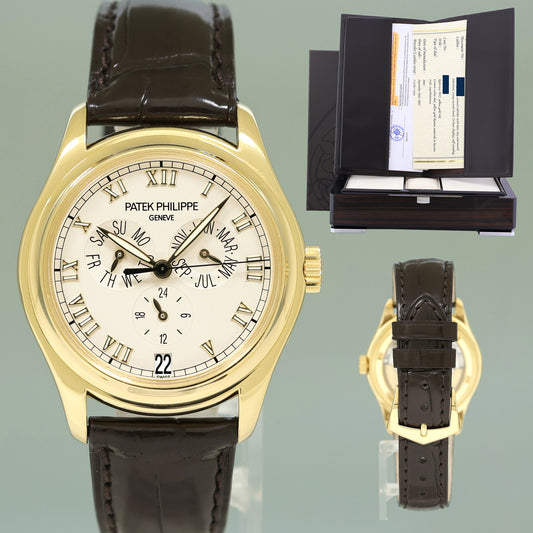 MINT PAPERS Patek Philippe Yellow Gold Annual Calendar 5035J White Roman Watch Box