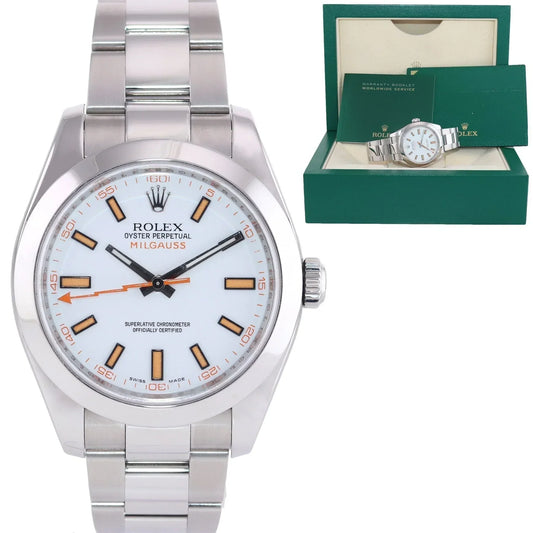 MINT Rolex Milgauss 116400 Orange White 40mm Steel Anti-Magnetic Watch Box