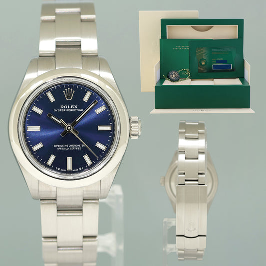 2020 PAPERS MINT Rolex Oyster 276200 Perpetual 28mm Blue Dial Oyster Watch Box