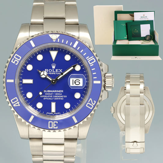 2026 RSC Papers Rolex Submariner Smurf 116619 White Gold Blue 40MM Watch Box