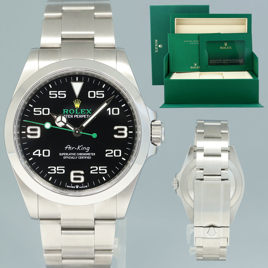 2025 NEW PAPERS Rolex Air-King 126900 Green Arabic 40mm Steel Oyster Watch Box