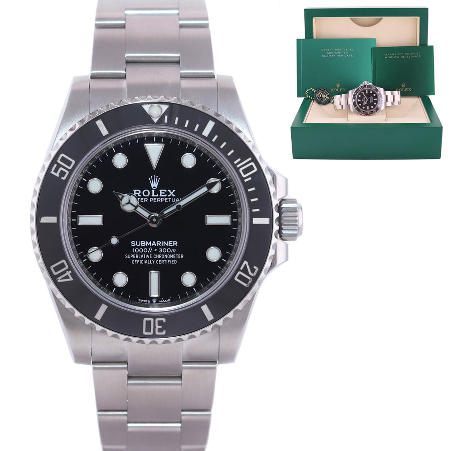 MINT 2023 Rolex Submariner 41mm Black Ceramic Steel 124060LN No Date Watch Box