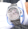 2007 PAPERS Rolex 118346 Platinum President MOP Diamond Bezel Day Date Watch