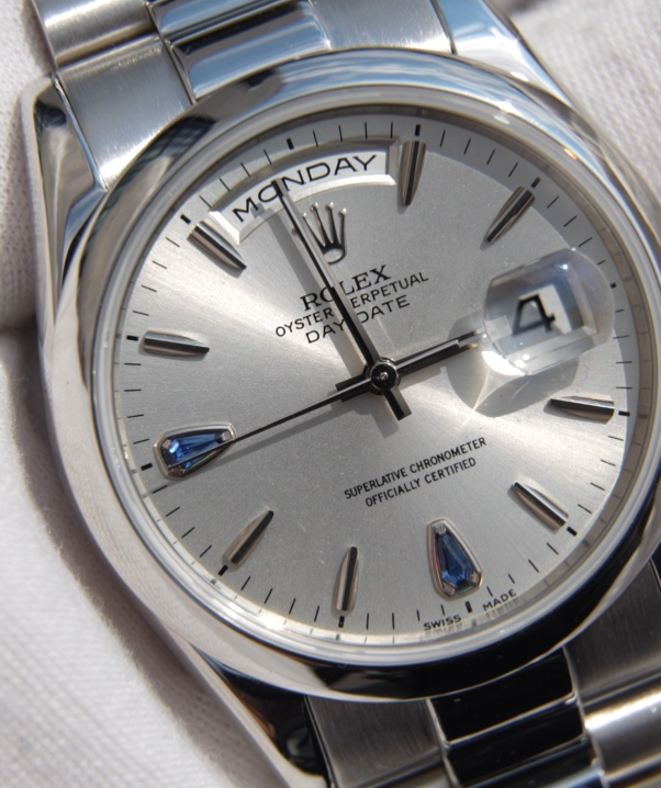 MINT Rolex Platinum Day Date President 118206 Teardrop Sapphire