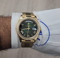 2026 NEW PAPERS Rolex Day Date 40 Yellow Gold Green Ombre Baguette 228398TBR Watch