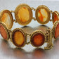 1890s Persian Antique Victorian 22k Yellow Gold Carved Orange Agate Bracelet