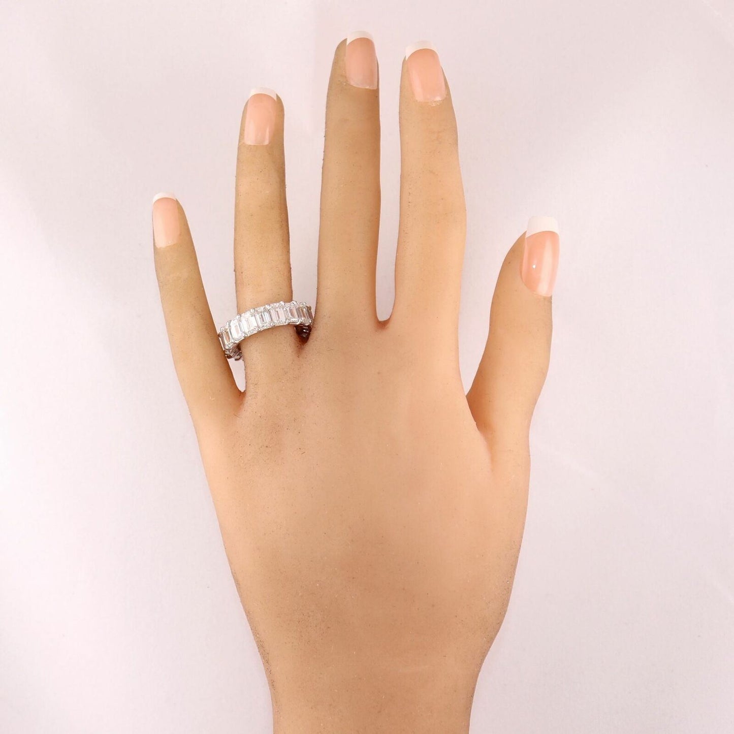 Modern Platinum 9.55ctw Emerald Cut Diamond Eternity Wedding Band Ring
