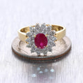 Vintage Estate 14k Yellow Gold 1.46ctw Ruby & Diamond Cocktail Ring