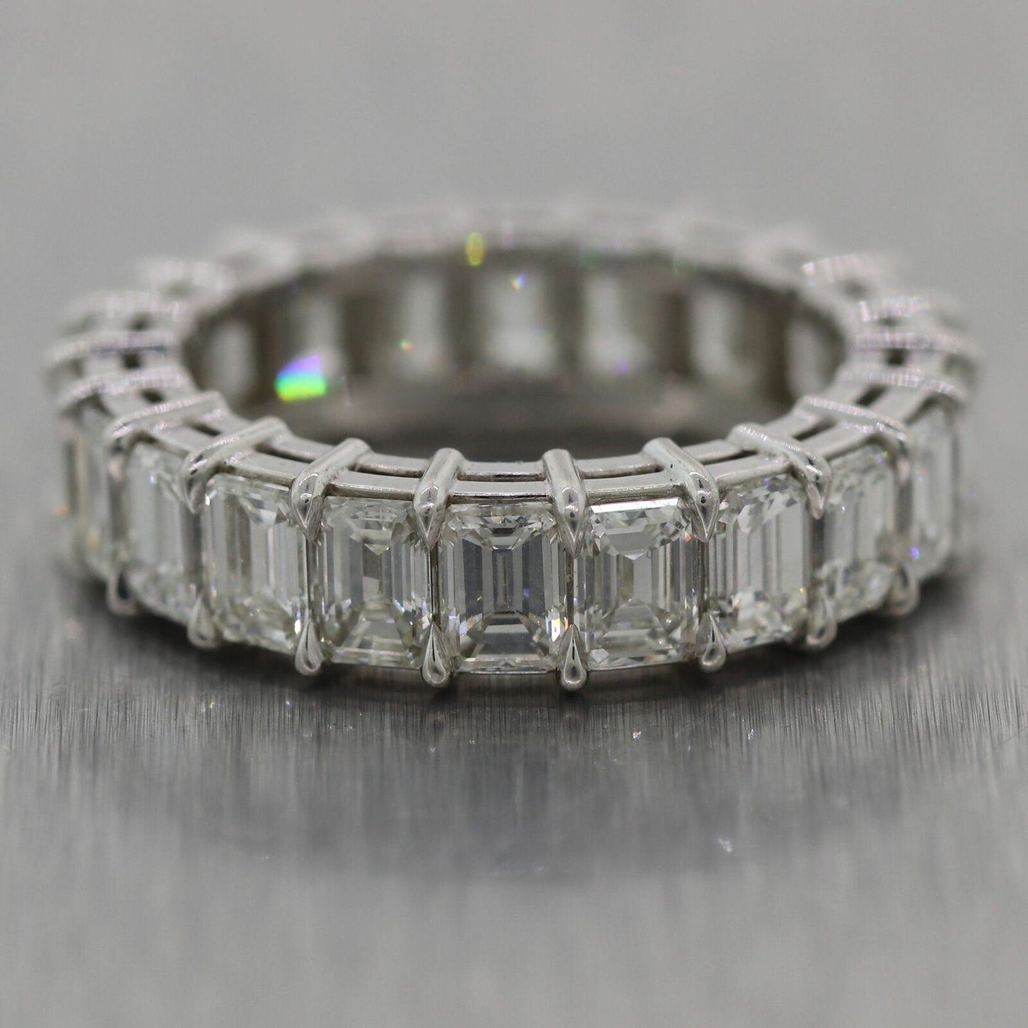 Modern Platinum 5.47ctw Emerald Cut Diamond Eternity Band Ring