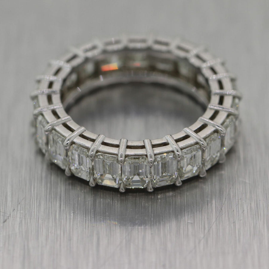 Modern Platinum 5.47ctw Emerald Cut Diamond Eternity Band Ring
