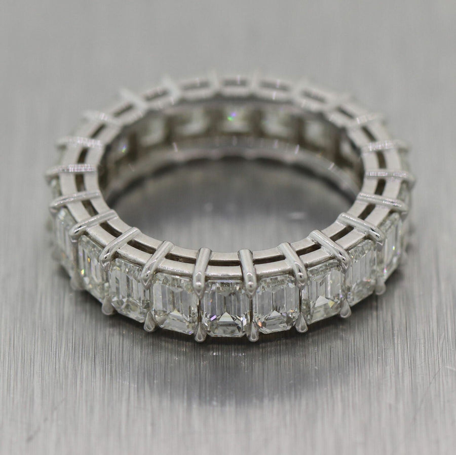 Modern Platinum 5.47ctw Emerald Cut Diamond Eternity Band Ring